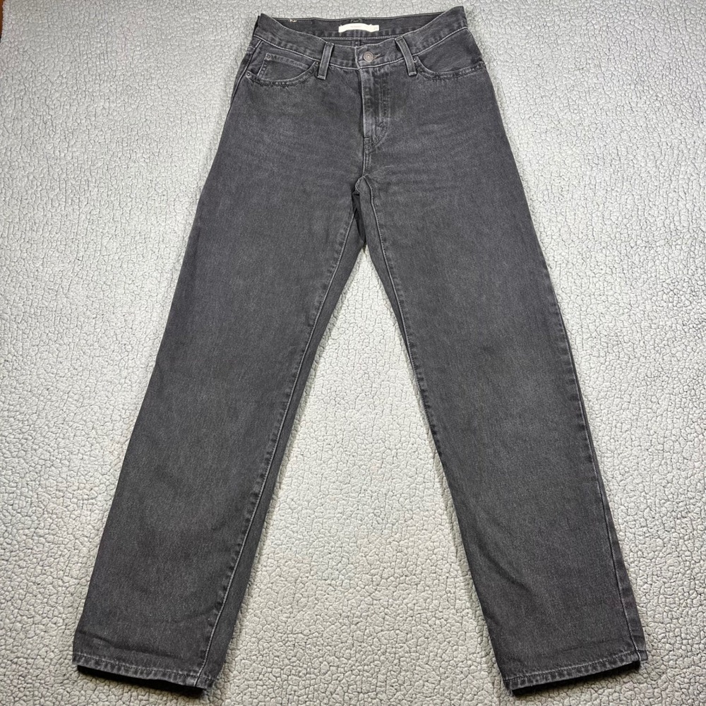 Levis 94 Baggy Jeans Womens 25 Black High Rise Straight Leg Denim A3510-0000